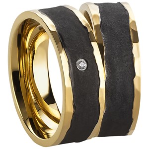 Bild von Partnerringe PVD Gold und Schwarz bicolour 7mm 