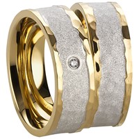 Bild von Partnerringe Edelstahl PVD Gold und Grau bicolour 7mm