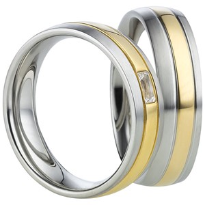 Bild von Partnerringe Edelstahl PVD Gold bicolour 6mm 