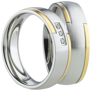 Bild von Partnerringe Edelstahl PVD Gold bicolour 5mm