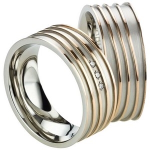 Bild von Partnerringe Edelstahl PVD Rosé bicolour 8mm