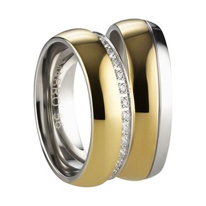 Bild von Partnerringe Edelstahl PVD Gold bicolour 6mm