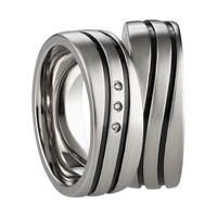Bild von Partnerringe Edelstahl PVD Schwarz bicolour 7mm