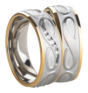 Bild von Partnerringe Edelstahl PVD Gold bicolour 7mm 