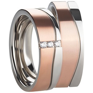 Bild von Partnerringe Edelstahl PVD Rosé bicolour 6mm