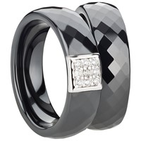 Bild von Ring Ceramic schwarz mit 925/- Inlay rhod.