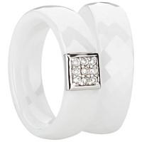 Bild von Ring Ceramic weiß mit 925/- Inlay rhod.