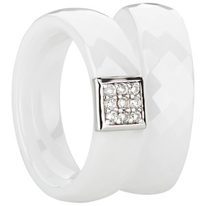 Bild von Ring Ceramic weiß mit 925/- Inlay rhod. 