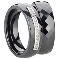 Bild von Ring Ceramic schwarz mit 925/- Inlay rhod.