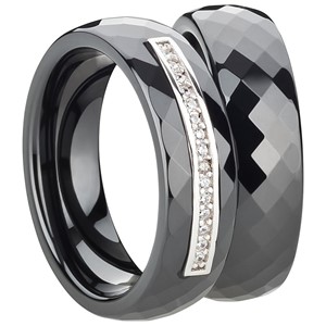Bild von Ring Ceramic schwarz mit 925/- Inlay rhod. 