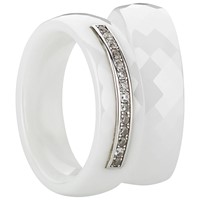 Bild von Ring Ceramic weiß mit 925/- Inlay rhod.