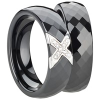 Bild von Ring Ceramic schwarz mit 925/- Inlay rhod.
