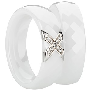 Bild von Ring Ceramic weiß mit 925/- Inlay rhod.