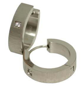 Bild von Creole Titan mit Zirkonia bicolour PVD Gold  5mm breit / 11mm Durchmesser 