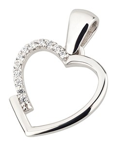 Bild von 925-/ Anhänger rhod. Herz mit Zirkonia 