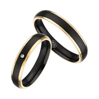 Bild von Partnerringe Edelstahl PVD Schwarz und Gold bicolour 4mm