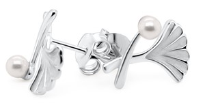 Bild von 925-/ Ohrstecker rhod. Blatt Ginkgo 