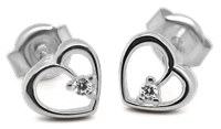 Bild von 925/- Ohrstecker rhod. Herz mit Zirkonia 