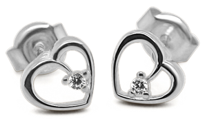 Bild von 925/- Ohrstecker rhod. Herz mit Zirkonia 