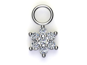 Bild von Titan Charm (1 Paar) Stern mit Zirkonia Titan oder Titan PVD Gold 