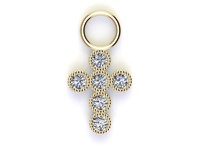 Bild von Titan Charm (1 Paar) Kreuz mit Zirkonia Titan oder Titan PVD Gold 