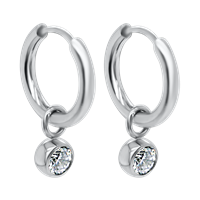Bild von Creole Titan mit Charm Stein rund Titan oder Titan PVD Gold 