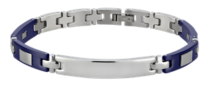 Bild von Armband Edelstahl PVD blau 21cm mit ID Platte