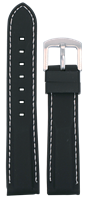 Bild von Silikon Band schwarz mit Naht weiß 20-22mm